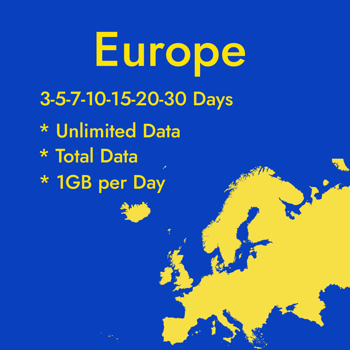 Prepaid eSIM for Europe Travel