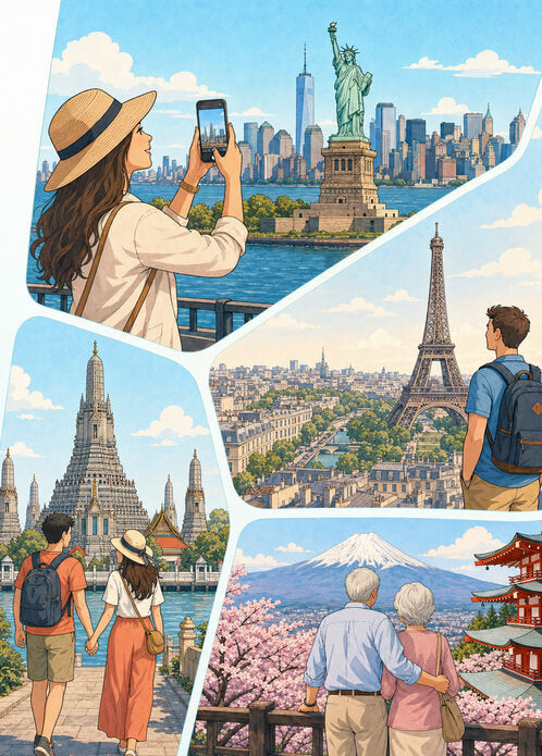 Travel destinations for eSIM data plans
