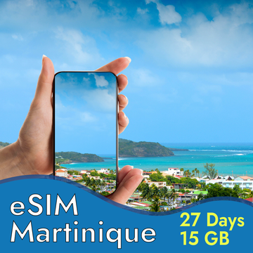 Martinique Travel eSIM | 15GB High-Speed Data for 27 Days