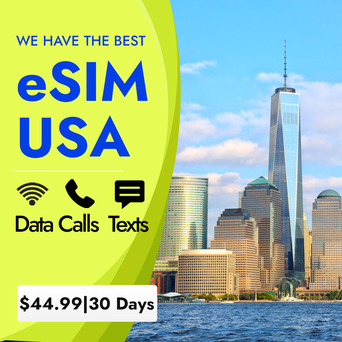 US eSIM Unlimited Data Calls & Texts