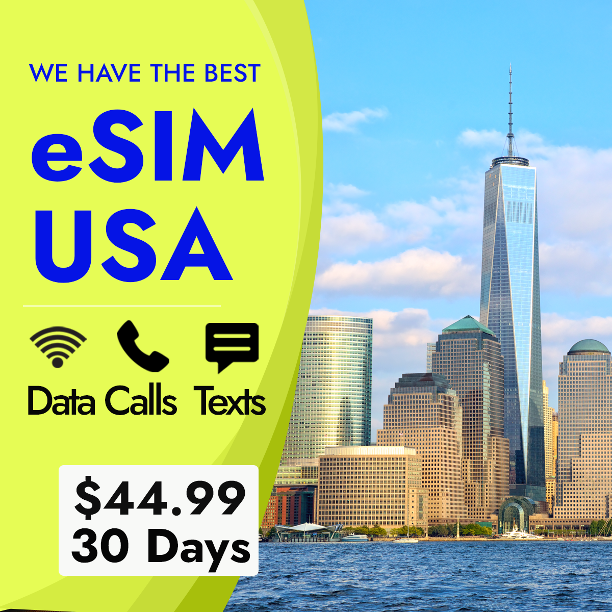 US eSIM Unlimited Data Calls & Texts