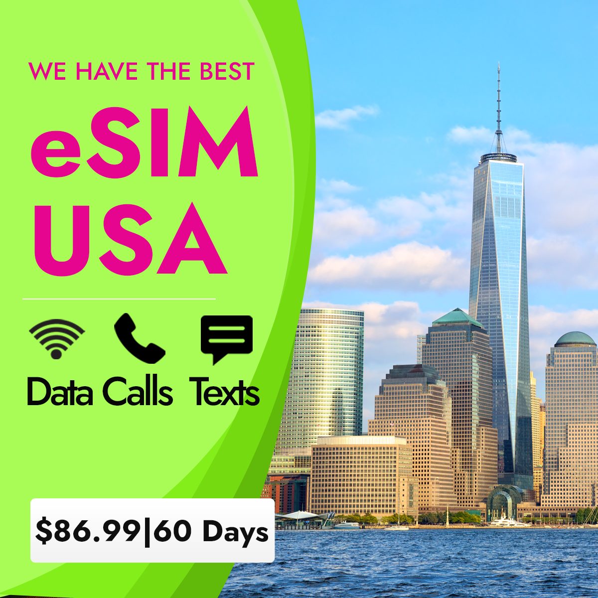 US eSIM Unlimited Data Calls & Texts