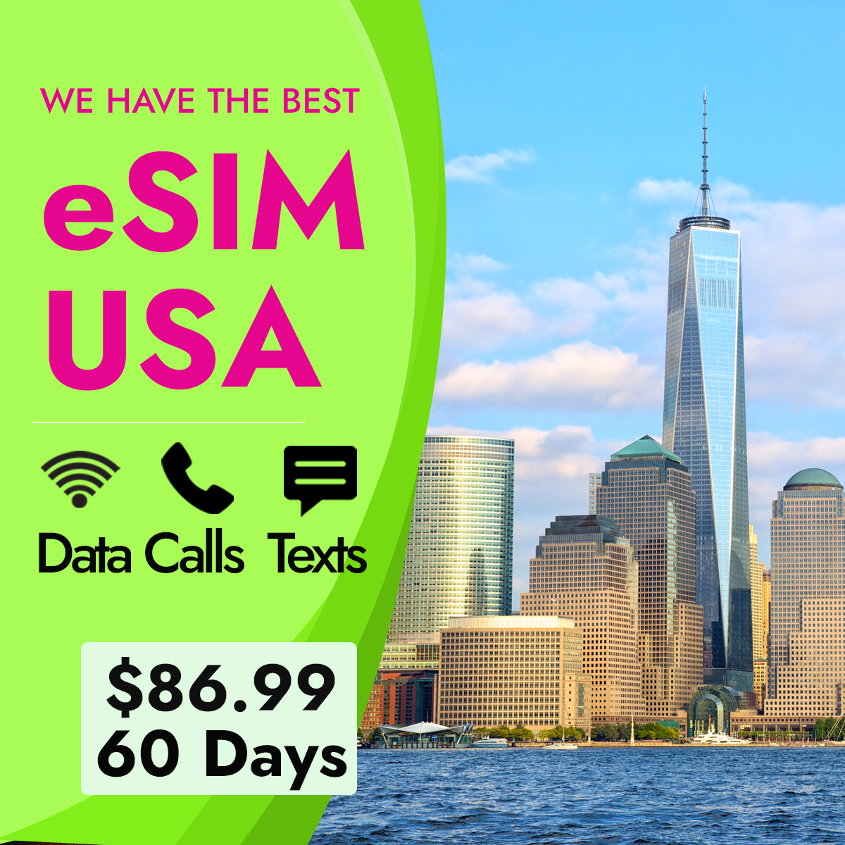 US eSIM Unlimited Data Calls & Texts