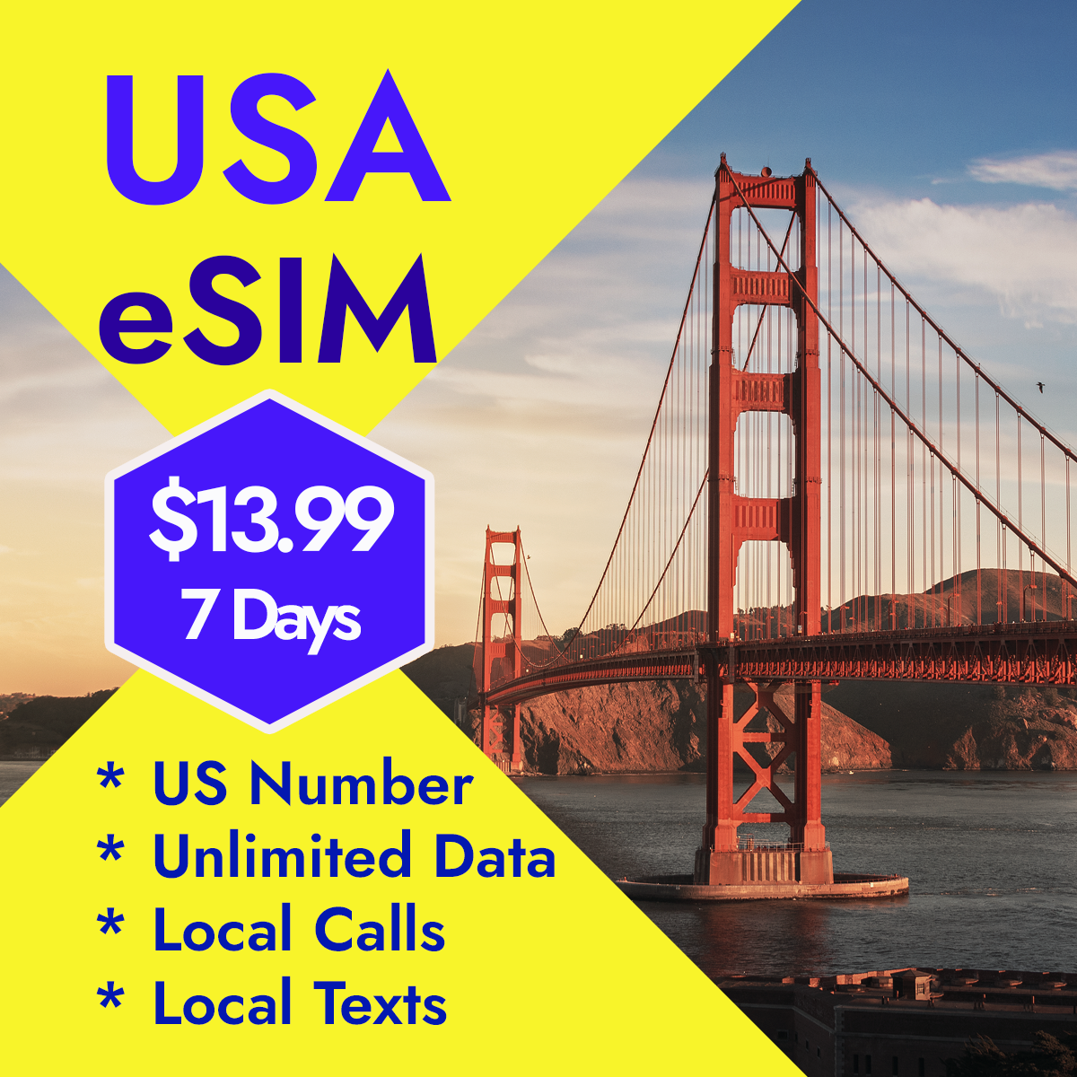 US eSIM Unlimited Data Calls & Texts